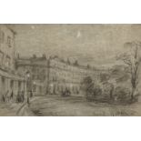 George James Rowe, British 1807-1883- A sketch of Park Crescent; black and white chalk on grey