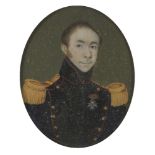 French School, early 19th century- Portrait miniature of J F S Blanpain, capitaine d’artillerie de