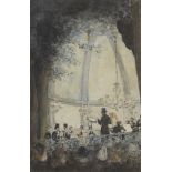 Dot, British act. c.1887-1890- Kellner at the Kursaal; watercolour and pencil, 14.7x9.5cm: