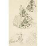 German School, early-mid 19th century- Study of a seated girl, c.1840; pencil and stump on paper,