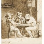 Manner of Adriaen Brouwer, late 17th/early18th century- Men seated at a table in a tavern; pen and