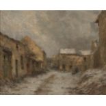 Jean Eugène Julien Masse, French 1856-1950- Village in the snow; oil on canvas, signed, 33.5x41.