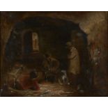 British School, early-mid 19th century- The Poachers; oil on panel, 13x16cm Provenance: with Charles