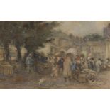 Nathaniel Hughes John Baird ROI, British 1865-1936- The Pig Market, Montreuil; watercolour, 16.