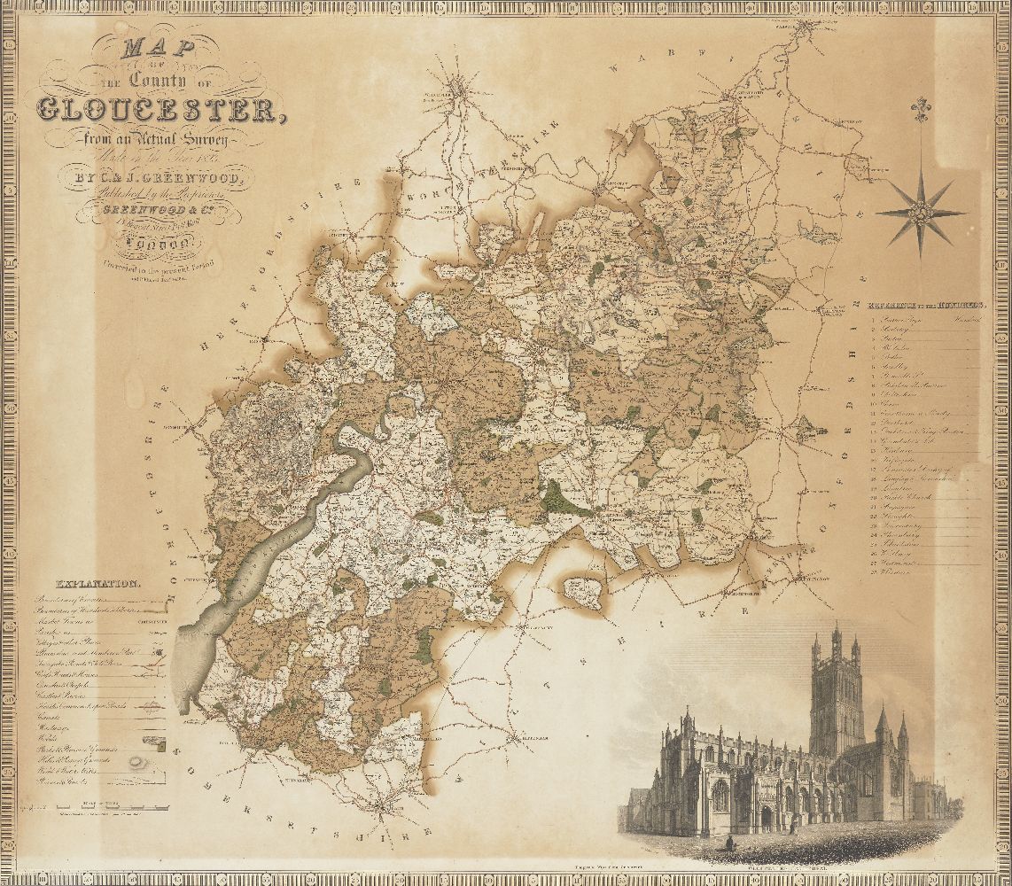 Christopher Greenwood, British 1786-1855- and James Greenwood, British fl.1821-40- Map of the County