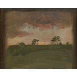 British School, early 20th century- Landscape at sunset; oil on card, 13x16.5cmPlease refer to