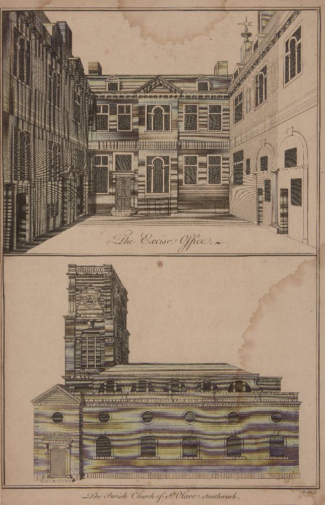 Benjamin Cole, British 1695-1766- A Perspective View of St Martin's Church; etching, engraving, - Image 4 of 4