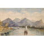 British School, early 20th century- Sailing boats on a river; watercolour with touches of white,