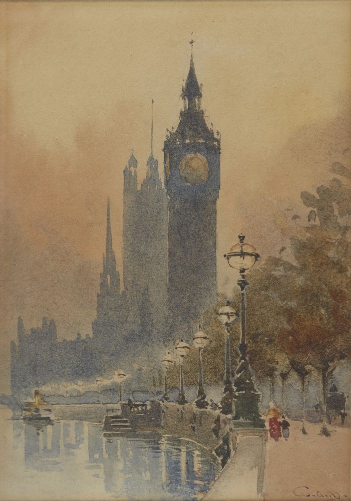 British School, late 19th/early 20th century- Scenes of Westminster; watercolours, two, each - Image 2 of 2