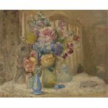 Florence Engelbach, Spanish/British 1872-1951- Flowers; oil on canvas, signed, 60x71.5cm(ARR)