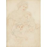 French School, mid-19th century- The Madonna and Child with the Infant Joseph; pencil and red