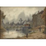 Paul Roux, French c.1845-1918- Moret sur Loing (Seine-Marne); watercolour, signed, bears inscription