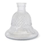A cut glass huqqa base, probably London for the Indian market, circa 1820-30, of bell-shape form, on