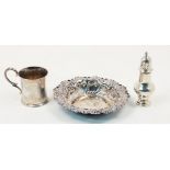 A small group of silver comprising: A Victorian silver mug, London, c.1855, Edward Ker Reid, of