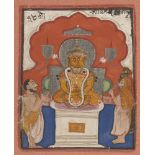 Suparshva (the 7th Tirthankara) with two priests, Jain, Rajasthan, circa 1800, opaque pigments on