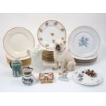 A mixed group of British and European ceramics, to include ten Copeland plates of cream ground