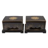 A pair of Japanese lacquered rectangular boxes, 19th century, decorated with floral motifs, each