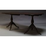 A George III style mahogany extending D-end dining table, late 20th Century, the crossbanded top