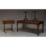 A George III style mahogany coffee table, late 20th Century, the rectangular top with canted corners