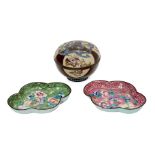 A Japanese cloisonné box and cover, Meiji Period, of circular form, with central dragon motif,