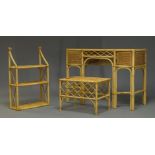 A bamboo and caned bedroom suite, second half 20th Century, comprising a dressing-table, 77cm