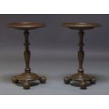 A pair of rosewood occasional tables, possibly Anglo-Portuguese, early 19th Century, the circular
