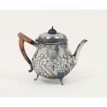 A Victorian silver teapot, Sheffield, c.1896, Atkin Brothers, of rounded form and raised on three