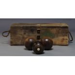 A set of nine unmarked bowling balls, with a further bowling ball by Jaques & Son of London, with