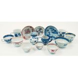 Fourteen pieces of Chinese export porcelain, 18th-19th century, including three mugs, a saucer, a