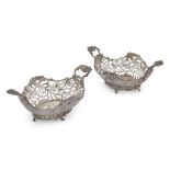 A pair of Dutch silver twin-handled baskets, possibly s' Gravenhage (The Hague), 18th century,