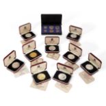 A collection of nine commemorative proof crowns, comprising: crowns - two silver gilt, the Queen's