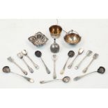 A small group of silver comprising: a set of seven French silver sorbet spoons, late 19th/early 20th