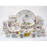 A Meissen serving platter decorated in the Steublumen pattern, with scrolling cartouche handles,