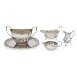 A small group of silver comprising: a silver card tray, Sheffield, date mark rubbed, Atkin Brothers,