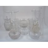 A group of modern glassware items, to include a tazza with flared rim of large proportions, with