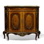 A Louis XV style gilt metal mounted and marquetry inlaid cabinet, second half 20th Century, with