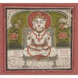 A Jain Tirthankara, West India, circa 1800, opaque pigments on paper, 9.8 x 10.5cmA Jain