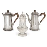 A silver café-au-lait pair, London, c.1925 and 1926, William Comyns & Sons Ltd., both of tapering