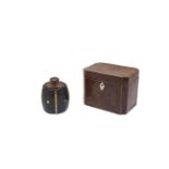 A George III yew wood tea caddy, of canted rectangular form, with ivory kite form escutcheon, hinged