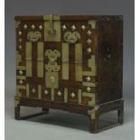 A Korean Bandaji chest, late 19th Century, early 20th Century, with white metal fittings and applied