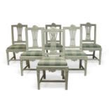 A set of six Gustavian white painted Lindome dining chairs, early 19th Century, the rectangular