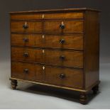 A Victorian mahogany chest of drawers, with blind frieze drawer over two short and three long