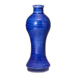 A Chinese blue ground vase, 20th century, of inverted baluster form, the cylindrical body