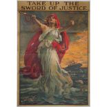 WWI INTEREST: a recruitment poster, 'TAKE UP THE SWORD OF JUSTICE', Parliamentary Recruiting