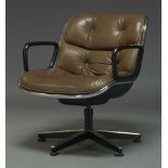 Charles Pollock, an 'Executive Chair' for Knoll International, c.1980, with brown leather