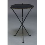 A cast bronze side table, of recent manufacture, stamped 'BL' to one foot, with circular top on