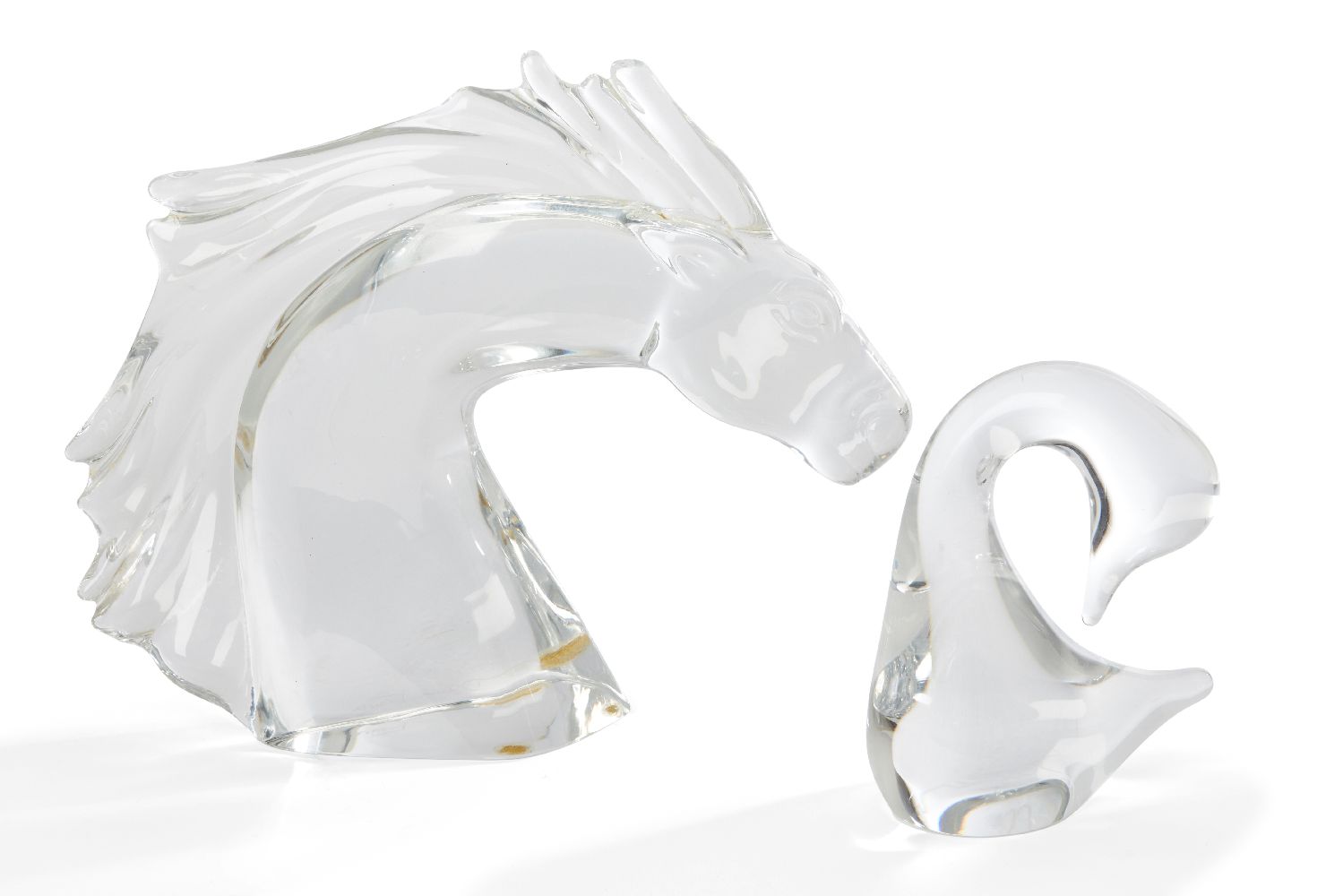 Daum France, a Modern 'Cristal' glass horses head, modelled with the main swept out behind,