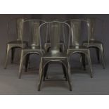 A set of six Tolix style chairs, of recent manufacture, each with silvered finish (6)Please refer to