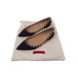 A pair of Valentino Garavani 'Rockstud' suede ballet flats in black, size '37.5', to fitted dust