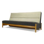 A folding sofa bed, in the manner of Ernest Race c.1960, Upholstered in two tone grey woollen
